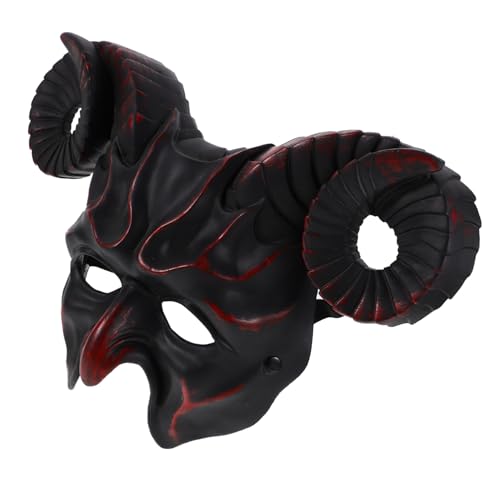 TOBBOMEY Halloween Ox Horn Maske Dunkelrot PU Leicht Atmungsaktiv Gruselige Kostümmaske für Erwachsene Maskenball Karneval Cosplay Party TOBBOMEY Halloween Ox Horn Maske Dunkelrot PU Leicht Atmungsaktiv Gruselige Kostümmaske für Erwachsene Maskenball Karneval Cosplay Party von TOBBOMEY