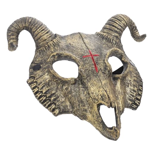 TOBBOMEY Halloween Tierkopf Maske Goldfarbener PU Ziegen Schädel für Karneval Horror Kostüm Party Masquerade Cosplay Erwachsene TOBBOMEY Halloween Tierkopf Maske Goldfarbener PU Ziegen Schädel für Karneval Horror Kostüm Party Masquerade Cosplay Erwachsene von TOBBOMEY