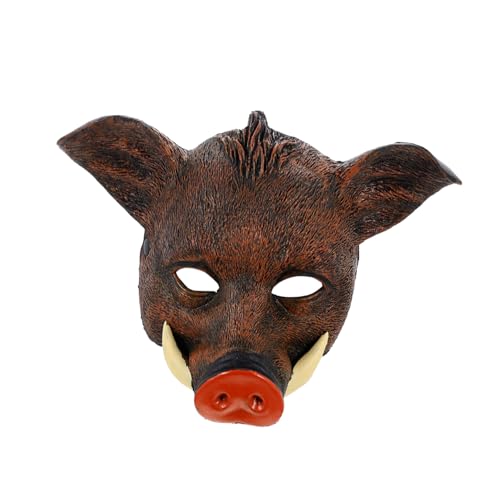 TOBBOMEY Halloween Wildschwein Maske Braune Tierkopf Vollgesichtsmaske für Erwachsene Party Cosplay Fasching Kostüm Dekoration TOBBOMEY Halloween Wildschwein Maske Braune Tierkopf Vollgesichtsmaske für Erwachsene Party Cosplay Fasching Kostüm Dekoration von TOBBOMEY