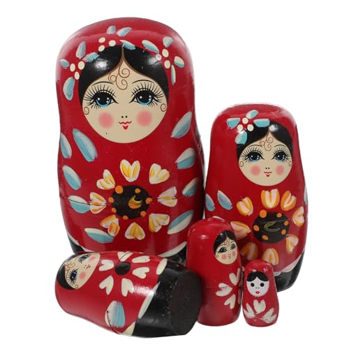 TOBBOMEY Handbemalte Teilig Holz Babushka Puppen Russische Nesting Dolls mit Buntem Design Pädagogisches Holzspielzeug für Deko Traditionelle Russische Holzpuppen TOBBOMEY Handbemalte Teilig Holz Babushka Puppen Russische Nesting Dolls mit Buntem Design Pädagogisches Holzspielzeug für Deko Traditionelle Russische Holzpuppen von TOBBOMEY