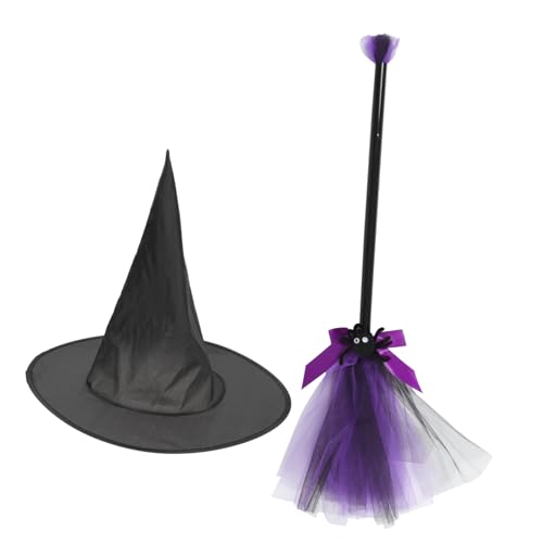 TOBBOMEY Hexenhut und Besen Halloween Kostüm Hexen Zubehör Leichtes Komfortables Zauberstab-alternative für Erwachsene und Kreatives Party-accessoire für Halloween Fest und Verkleidung von TOBBOMEY