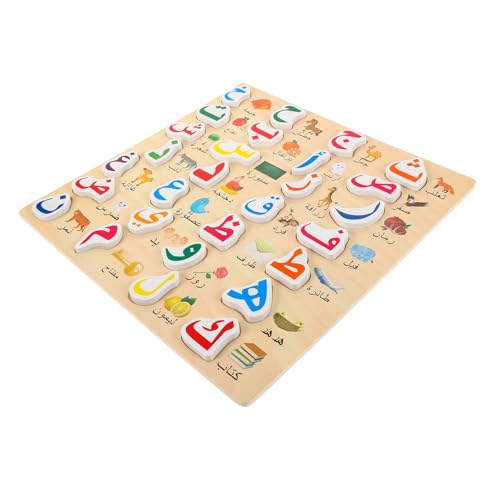 TOBBOMEY Holz Alphabet Puzzle Arabisch Lernspielzeug Montessori Alphabet Buchstabenbrett Kognitive Frühe Bildung Holzspielzeug Vorschule Jungen Mädchen von TOBBOMEY