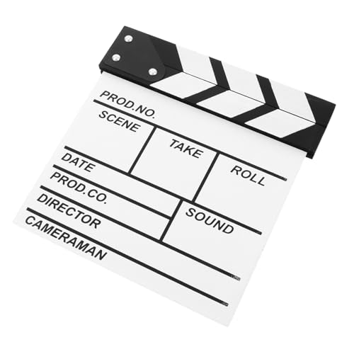 TOBBOMEY Holz Clapperboard Weiß B Modell Filmklappe Filmrequisit für Filmset Regisseur Szene Cut Action Vielseitig Einsetzbar Pädagogisch und Dekorativ TOBBOMEY Holz Clapperboard Weiß B Modell Filmklappe Filmrequisit für Filmset Regisseur Szene Cut Action Vielseitig Einsetzbar Pädagogisch und Dekorativ von TOBBOMEY