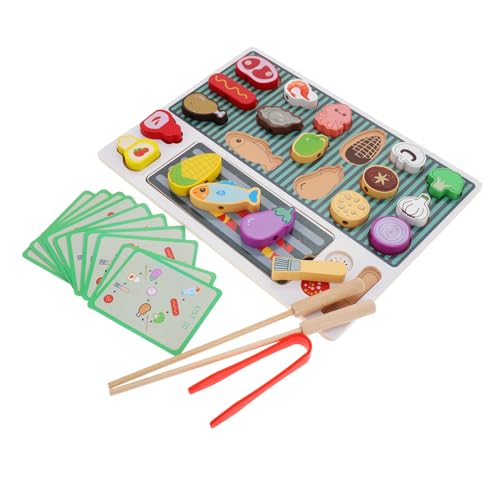 TOBBOMEY Holz Grillspielzeug Set Interaktives Kochspielzeug für Jungen und Mädchen Realistisches BBQ Spielset zur Motorischer Fähigkeiten und Fantasie Sicheres Rollenspiel Küchenspielzeug von TOBBOMEY