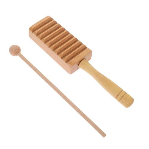TOBBOMEY Holz Guiro Percussion Instrument Schlaginstrument Musikalisches Lernspielzeug aus Stabilem Holz Fördert Visuelle und Auditive Entwicklung Langlebig und Bruchfest für Musikalische von TOBBOMEY