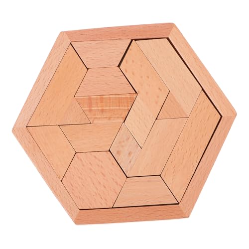 TOBBOMEY Holz Tangram Puzzle Teilig Hexagon Lernspielzeug für Ab Jahren Buntes Langlebiges Montessori Spielset Kreativität und Problemlösung von TOBBOMEY