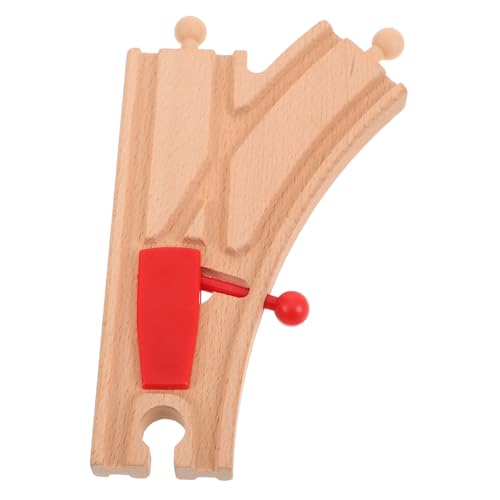 TOBBOMEY Holz Zugschienen Zubehör für Erweiterungsset mit Flexiblem Gleis Weiche und Brücke Robustes Holzspielzeug für Kreative Holzeisenbahn Kompatibel mit Holz Zugset von TOBBOMEY