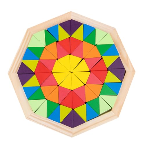 TOBBOMEY Holzbausatz Lernspielzeug Bunte Geometrische Formen Puzzle Bausteine für Frühe Bildung und Schulanfang Motorische und Kreatives Legespiel für Jungen und Mädchen von TOBBOMEY