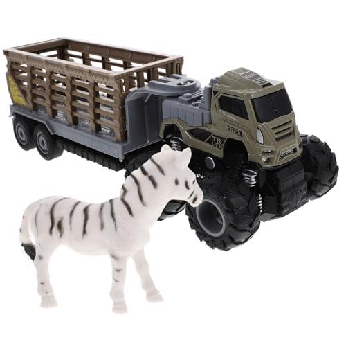TOBBOMEY Inertial LKW mit Anhänger Tiermodell Großes Reibungsauto Offener Hecklader Geländetauglich ohne Batterie Kinderfahrzeug für Drinnen und Draußen Zufällige Farbe Zufällige Farbe von TOBBOMEY