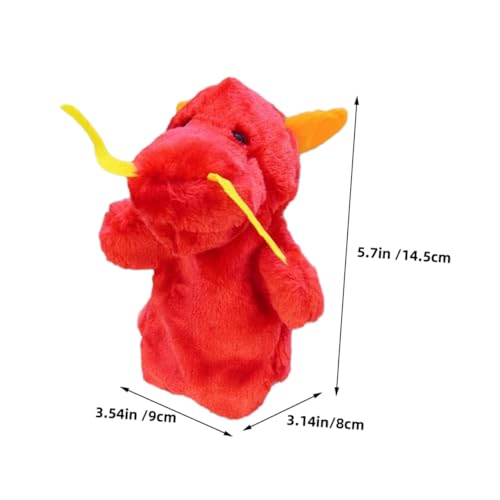 TOBBOMEY Interaktive Rote Drachen Handpuppe Plüsch Tier Handspielpuppe Sanft Waschbar Spielerisch für Geburtstagsgeschenk Eltern Junge Mädchen Kommunikation Fantasieförderung von TOBBOMEY