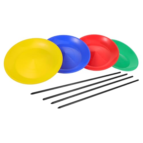 TOBBOMEY Jonglier Set Teilig Bunte Drehplatten mit Sticks für Anfänger Jonglier Leichtes Kunststoff für Zirkus Aufführung und Geschicklichkeitstraining von TOBBOMEY