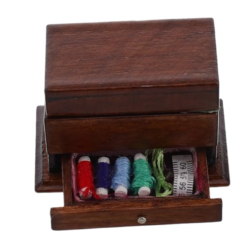 TOBBOMEY Miniatur-näh-Organizer Vintage-puppenhaus-zubehör Aus Holz Maßstab 112 Miniatur-werkzeugkasten Für Puppenhaus-Dekorationen von TOBBOMEY