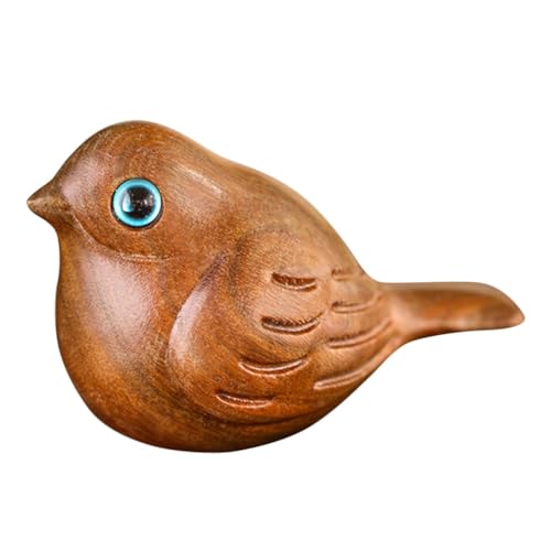 TOBBOMEY Kleine Vogelfigur aus Natürlichem Holz mit Feiner Holzschnitzerei Stabile Tischdekoration und DIY bastelornament Multipurpose Holz Tierfigur für Wohn Gartendeko von TOBBOMEY