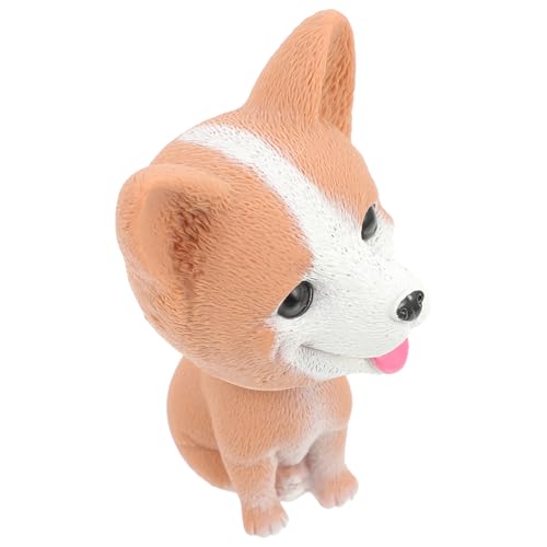 TOBBOMEY Kompakter Corgi Hund Ornament aus Resin mit Wackelkopf Niedliche Auto und Schreibtischdeko Leicht und Stabil Langlebige Sitzhund Figur als für Hundeliebhaber von TOBBOMEY