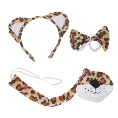 TOBBOMEY Leoparden Kostüm Set mit Leoparden Ohren Stirnband und Nasenaccessoire Weiches Stoffmaterial Komfortabel für Halloween Fasching Verkleidung und Karneval von TOBBOMEY