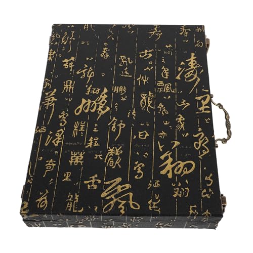 TOBBOMEY Mahjong Aufbewahrungsbox Holz mit Elegantem Reliefmuster Großer Stauraum für Chinesische Spielsteine Stilvoller Organizer für Reise und Zuhause Dekorative Mahjong Spielzubehör Box von TOBBOMEY