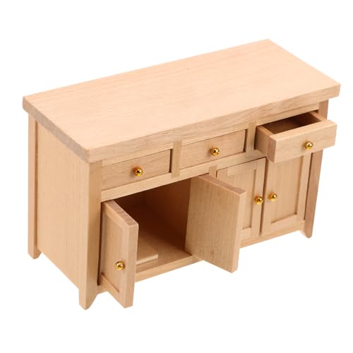 TOBBOMEY Maßstab Holz Cabinet Unlackiert Realistische Wohn und Küchenmöbel für Puppenhaus Wohnzimmer Holzfarbe von TOBBOMEY