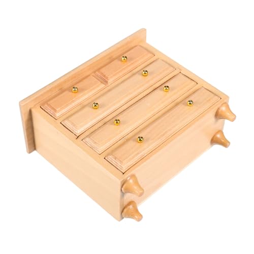 TOBBOMEY Maßstab Solide Holzkonstruktion Weißer Schubladenschrank für Puppenhaus Wohnzimmer und Schlafzimmer Handgefertigte Mini Möbel für Puppenhaus Zubehör von TOBBOMEY