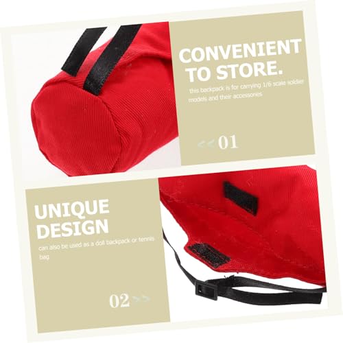TOBBOMEY Mini Soldatenrucksack für Puppen Rotes Modellzubehör Leichtes Detailliertes Sporttaschen Design für Puppenliebhaber und Modellhobbyisten von TOBBOMEY
