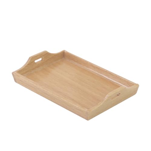 TOBBOMEY Mini Tablett für Puppenhaus aus Buchenholz Dekorative Schale für Rollenspiele Geschenkidee für Partys und Geburtstage Fördert Praktische Fähigkeiten von TOBBOMEY
