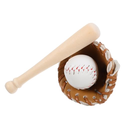 TOBBOMEY Miniatur Baseball aus Detailreiches DIY Puppenhaus Zubehör Realistische Mini Baseballhandschuhe und Schläger Langlebig und Farbecht als Rollenspielzeug und Mini Deko für Sammler von TOBBOMEY