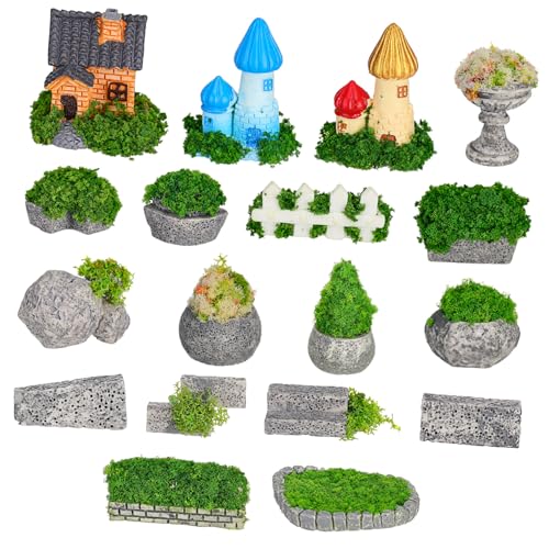 TOBBOMEY Miniatur Garten Dekoration Resin Miniaturfiguren Mini Pflanzen für Bonsai Terrarium Puppenhaus Zubehör Vielfältige Miniatur Gartenornamente Robust und Detailliert von TOBBOMEY