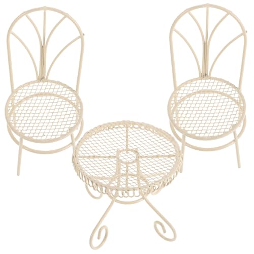 TOBBOMEY Miniatur Gartenmöbel Set Miniatur Tisch Stühle Puppenhausmöbel Elegantes Schreibtisch Accessoire Vielseitig Für Fotografie Und Kleine Räume von TOBBOMEY
