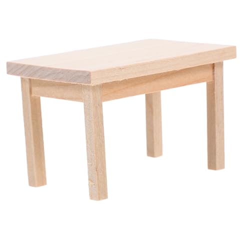 TOBBOMEY Miniatur Holztisch Puppenhausmöbel Mini Esszimmertisch Modell für Puppenhaus Dekoration Wohnzimmer Schlafzimmer Study von TOBBOMEY