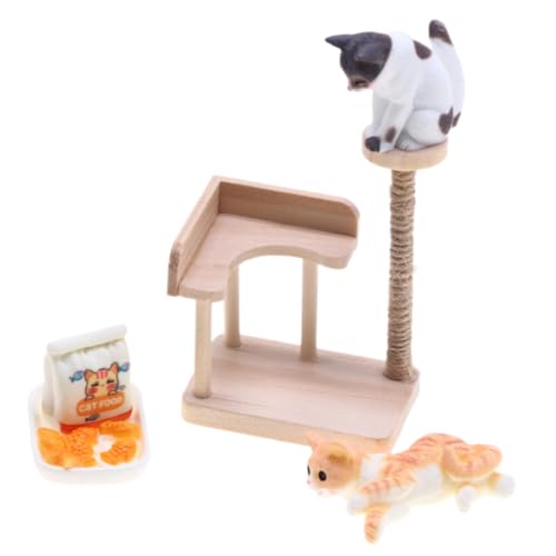 TOBBOMEY Miniatur Katzen Kletterturm Holzmodell Miniaturhaus Deko Figur für Puppenhaus Katzenliebhaber Zubehör TOBBOMEY Miniatur Katzen Kletterturm Holzmodell Miniaturhaus Deko Figur für Puppenhaus Katzenliebhaber Zubehör von TOBBOMEY