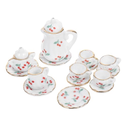 TOBBOMEY Miniatur Keramik Teeservice Rot Kirschmotiv Puppenhaus Zubehör Realistische Miniatur Teekanne mit Tasse und Untertasse Dekorative Küchenrequisite für Puppenhaus und Mikro Szene TOBBOMEY Miniatur Keramik Teeservice Rot Kirschmotiv Puppenhaus Zubehör Realistische Miniatur Teekanne mit Tasse und Untertasse Dekorative Küchenrequisite für Puppenhaus und Mikro Szene von TOBBOMEY