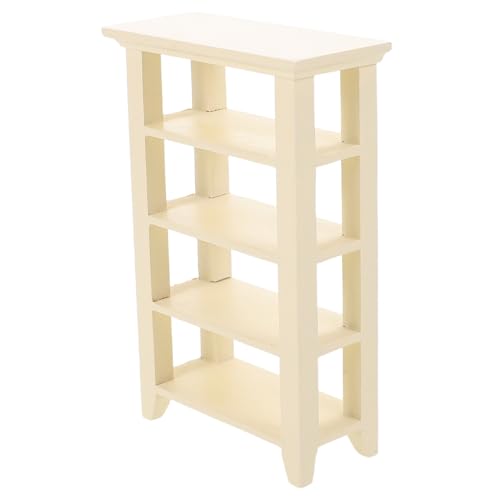 TOBBOMEY Miniatur Möbel Modell Weiß Lagiges Standregal Elegantes Design Stabiles Holz Aufbewahrungsschrank Für Puppenhaus Dekoration DIY Zubehör von TOBBOMEY