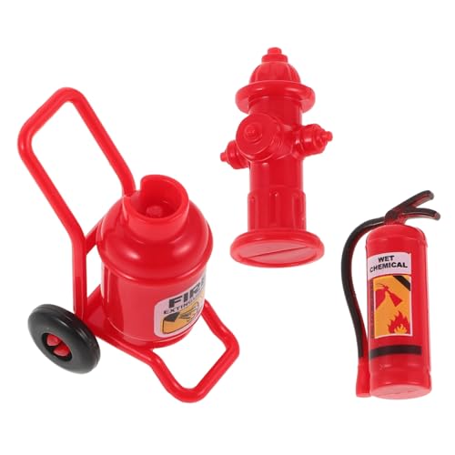 TOBBOMEY Miniatur Puppenhaus Dekoration Feuerwehrset Teilig mit Feuerlöscher und Hydrant Realistische Mini Haus Verzierung aus Robustem Kunststoff für DIY und Wohnraumgestaltung von TOBBOMEY