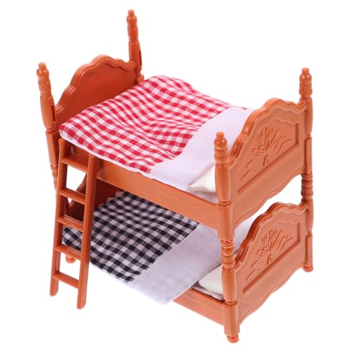 TOBBOMEY Miniatur Puppenhaus Doppelstockbett aus Hochwertigem Material Robust und Realistisch Gestaltet Inklusive Kissen und Decken für Detailreiche Puppenhaus Dekoration und TOBBOMEY Miniatur Puppenhaus Doppelstockbett aus Hochwertigem Material Robust und Realistisch Gestaltet Inklusive Kissen und Decken für Detailreiche Puppenhaus Dekoration und von TOBBOMEY