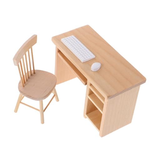 TOBBOMEY Miniatur Puppenhaus Möbel Realistischer Büro Schreibtisch mit Holzstuhl Detailgetreues Tastatur-Maus Modell Kompakt und Tragbar für Kreative Rollenspiele im Puppenhaus TOBBOMEY Miniatur Puppenhaus Möbel Realistischer Büro Schreibtisch mit Holzstuhl Detailgetreues Tastatur-Maus Modell Kompakt und Tragbar für Kreative Rollenspiele im Puppenhaus von TOBBOMEY