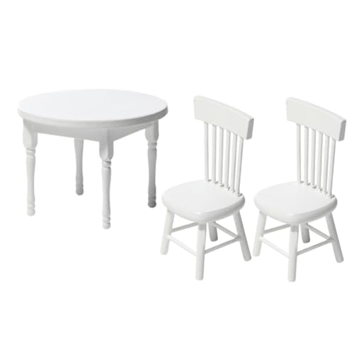 TOBBOMEY Miniatur Puppenhaus Möbel Weißer Runder Tisch und Stühle Puppenhaus Zubehör Feine Oberfläche für Spiel und Dekoration TOBBOMEY Miniatur Puppenhaus Möbel Weißer Runder Tisch und Stühle Puppenhaus Zubehör Feine Oberfläche für Spiel und Dekoration von TOBBOMEY