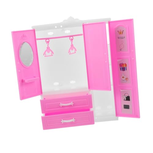 TOBBOMEY Miniatur Puppenschrank im Prinzessinnenstil Kompakter Stabiler Kinderschrank aus Kindersicheren Materialien Leichter Mini Kleiderschrank für Puppenhaus zum Kreativen Rollenspiel von TOBBOMEY