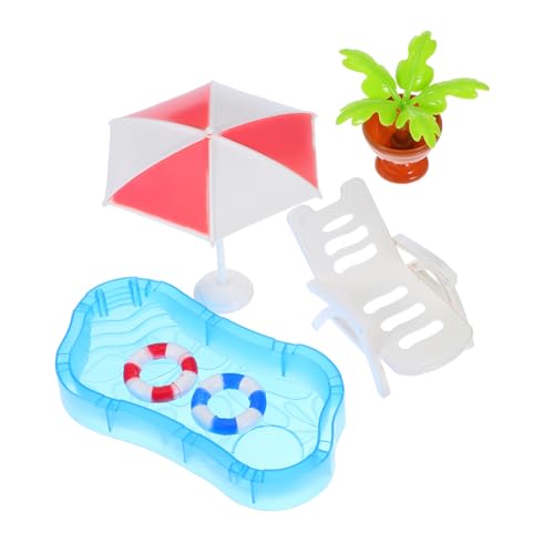 TOBBOMEY Miniatur Strand Dollhouse Dekor mit Schwimmbecken Liegestuhl Sonnenschirm und Schwimmring Tragbares Platzsparendes Puppenhaus Zubehör für DIY Feengarten und Kreatives Spiel TOBBOMEY Miniatur Strand Dollhouse Dekor mit Schwimmbecken Liegestuhl Sonnenschirm und Schwimmring Tragbares Platzsparendes Puppenhaus Zubehör für DIY Feengarten und Kreatives Spiel von TOBBOMEY