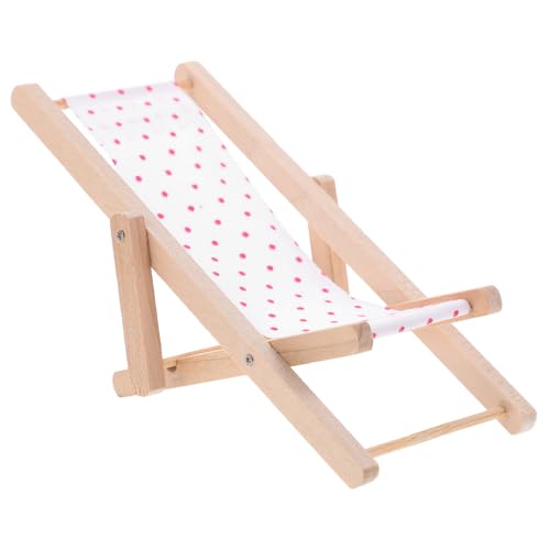 TOBBOMEY Miniatur Strand Liegestuhl aus Holz Puppenhaus Möbel Langlebiger Mini Lounge Stuhl Dekoratives Modell für Puppenhaus Zubehör Stabile und Fein Gearbeitete Miniatur Strandkorb Deko von TOBBOMEY