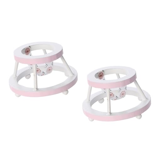 TOBBOMEY Miniatur Walker Modell mit Beweglicher Tür Mini Haus Dekoration Zubehör Detailgetreues für Kinderzimmer und Fotorequisiten Tragbar und Realistisch Rosa von TOBBOMEY