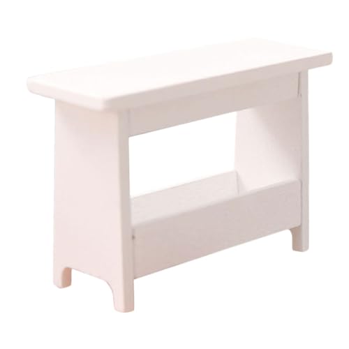 TOBBOMEY Miniatur holzhocker Miniaturmöbel Dekorativer Miniaturhocker aus Leichtem Holz für Puppenhaus Landschaftsdeko und Fotorequisite in Weiß von TOBBOMEY