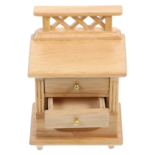 TOBBOMEY Miniatur-nachttisch Für Puppenhaus Maßstab 1:12 Holz-minimöbel Dekoratives Und Praktisches Modell von TOBBOMEY