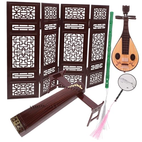 TOBBOMEY Miniaturscreen Chinesisches Klassisches Musikinstrument Modell Zubehör für Puppenhaus Dekoratives Accessoire mit Pipa Guzheng und Fächer TOBBOMEY Miniaturscreen Chinesisches Klassisches Musikinstrument Modell Zubehör für Puppenhaus Dekoratives Accessoire mit Pipa Guzheng und Fächer von TOBBOMEY