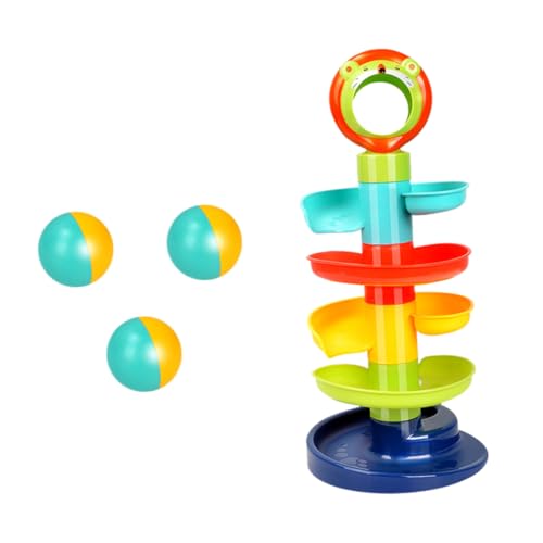 TOBBOMEY Montessori Babyspielzeug Drehspielzeug Schichten Turm mit Bällen Farbenfrohes Lernspielzeug Kreativität Hand Auge Koordination und Raumgefühl Geeignet für Kleinkinder Ab Monaten von TOBBOMEY