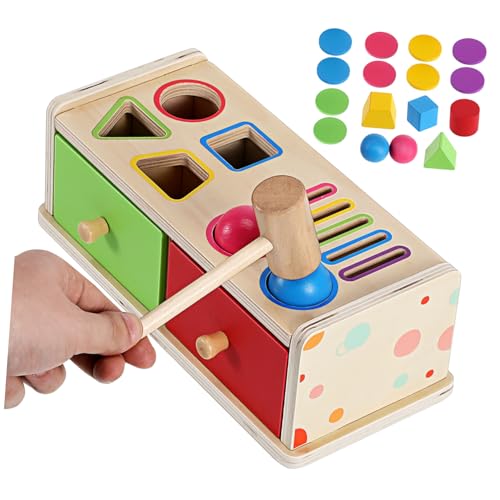 TOBBOMEY Montessori Lernspielzeug Holz Form und Farbensortierer für Kleinkinder Robustes Pädagogisches Frühförderspiel Fördert Farben und Formerkennung für Zuhause und Vorschule von TOBBOMEY