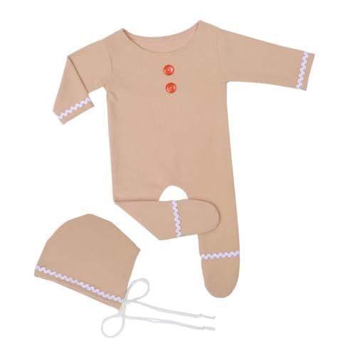 TOBBOMEY Neugeborenen Langarm Strampler Lebkuchenmütze Mädchen Bodysuit Weihnachtsfotografie Zweiteilig Hautfreundlich Komfortabel TOBBOMEY Neugeborenen Langarm Strampler Lebkuchenmütze Mädchen Bodysuit Weihnachtsfotografie Zweiteilig Hautfreundlich Komfortabel von TOBBOMEY