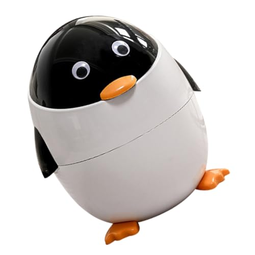 TOBBOMEY Pinguin-abfallkorb Kawaii-mülleimer Mülleimer Für Studentenwohnheime Mit Deckel Modernes Schlichtes Design Große Speicherkapazität von TOBBOMEY