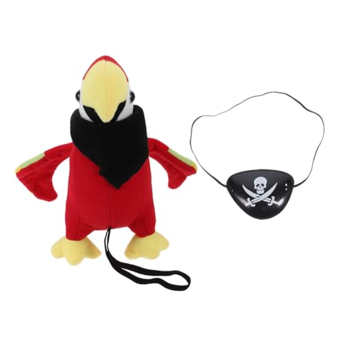 TOBBOMEY Piratenkostüm Zubehör Piratenpapagei Schulter Plüschstofftier Halloween Cosplay Teilig mit Schwarzem Halstuch und Augenklappe Wiederverwendbares Piraten Accessoire für Party und TOBBOMEY Piratenkostüm Zubehör Piratenpapagei Schulter Plüschstofftier Halloween Cosplay Teilig mit Schwarzem Halstuch und Augenklappe Wiederverwendbares Piraten Accessoire für Party und von TOBBOMEY