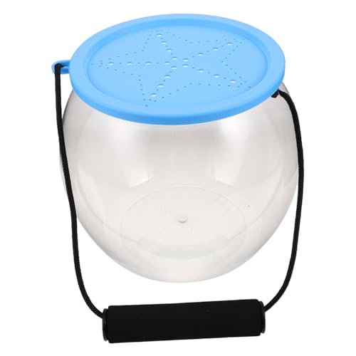 TOBBOMEY Plastik Aquarium mit Deckel und Tragegriff Rundes Terrariengefäß für Outdoor Strandausflug Tragbarer Fischtank für Krabben Muscheln und Praktisch für Angeln und Stranderkundung von TOBBOMEY