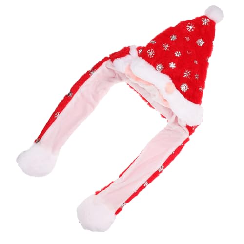 TOBBOMEY Plüsch Weihnachtsmütze mit Beweglichen Rentierohren Kuschelig Warm Leichte Nikolaushut Mütze für Erwachsene Lustige Party und Festtagskopfbedeckung für Halloween und von TOBBOMEY