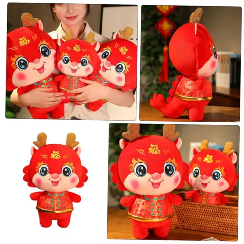 TOBBOMEY Plüschdrache Kuscheltier Stofftier mit Pp-baumwollfüllung Weiches Drachen-Maskottchen für Zimmerdeko Frühlingsfest Geschenk von TOBBOMEY
